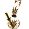 Medium Bent Bubble With Coloured Weed Print-Bong-Trio-Blue016-Cloudy Choices